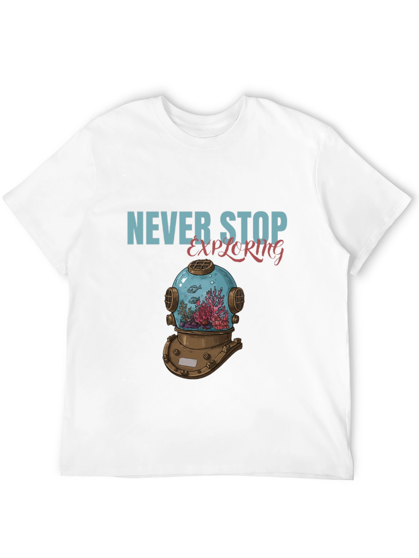 Never Stop Exploring Diver Helmet T-Shirt