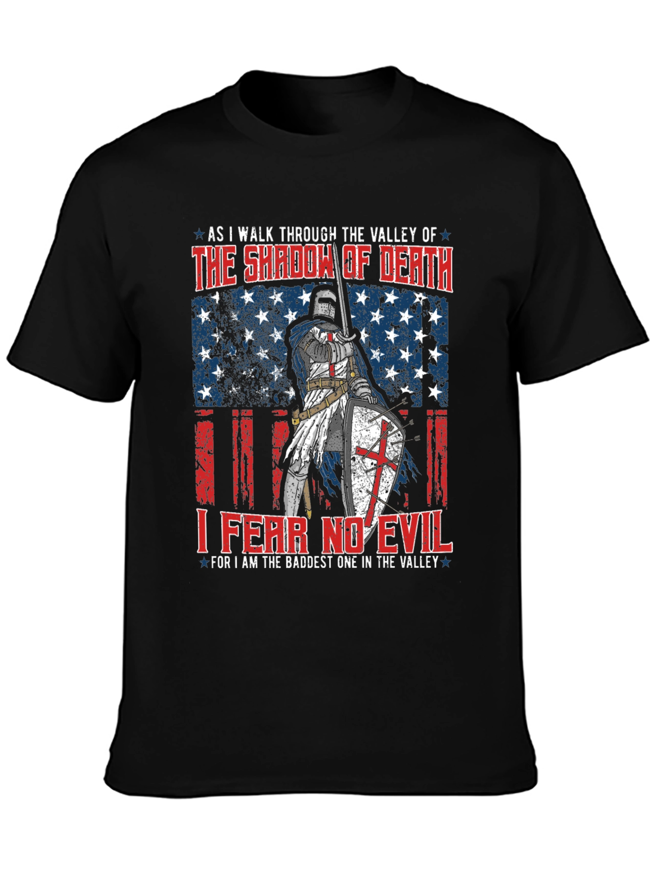 Fear No Evil Knight T-Shirt - Patriotic USA Design