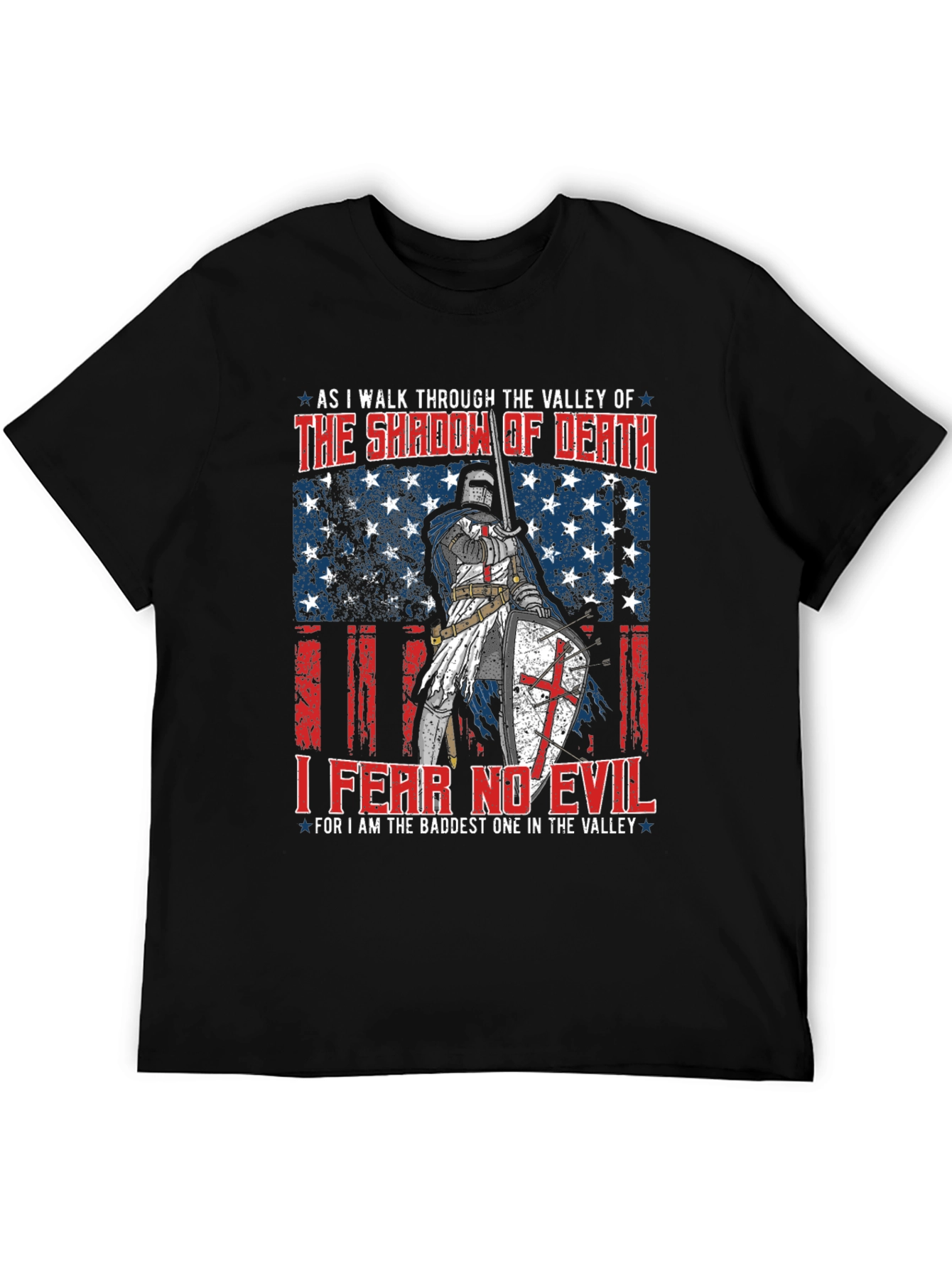 Fear No Evil Knight T-Shirt - Patriotic USA Design