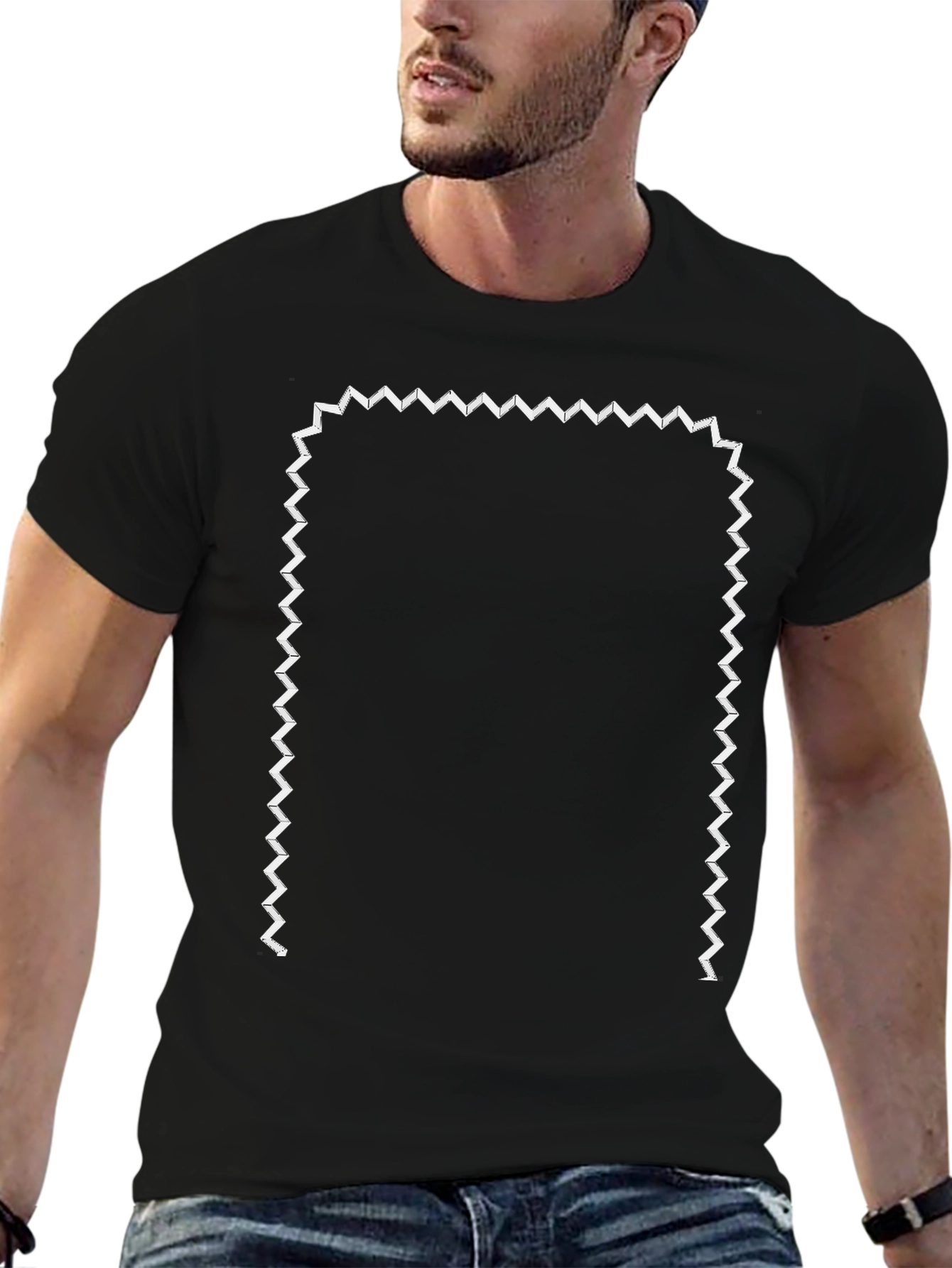 Zigzag Border Tee - Modern Graphic Design