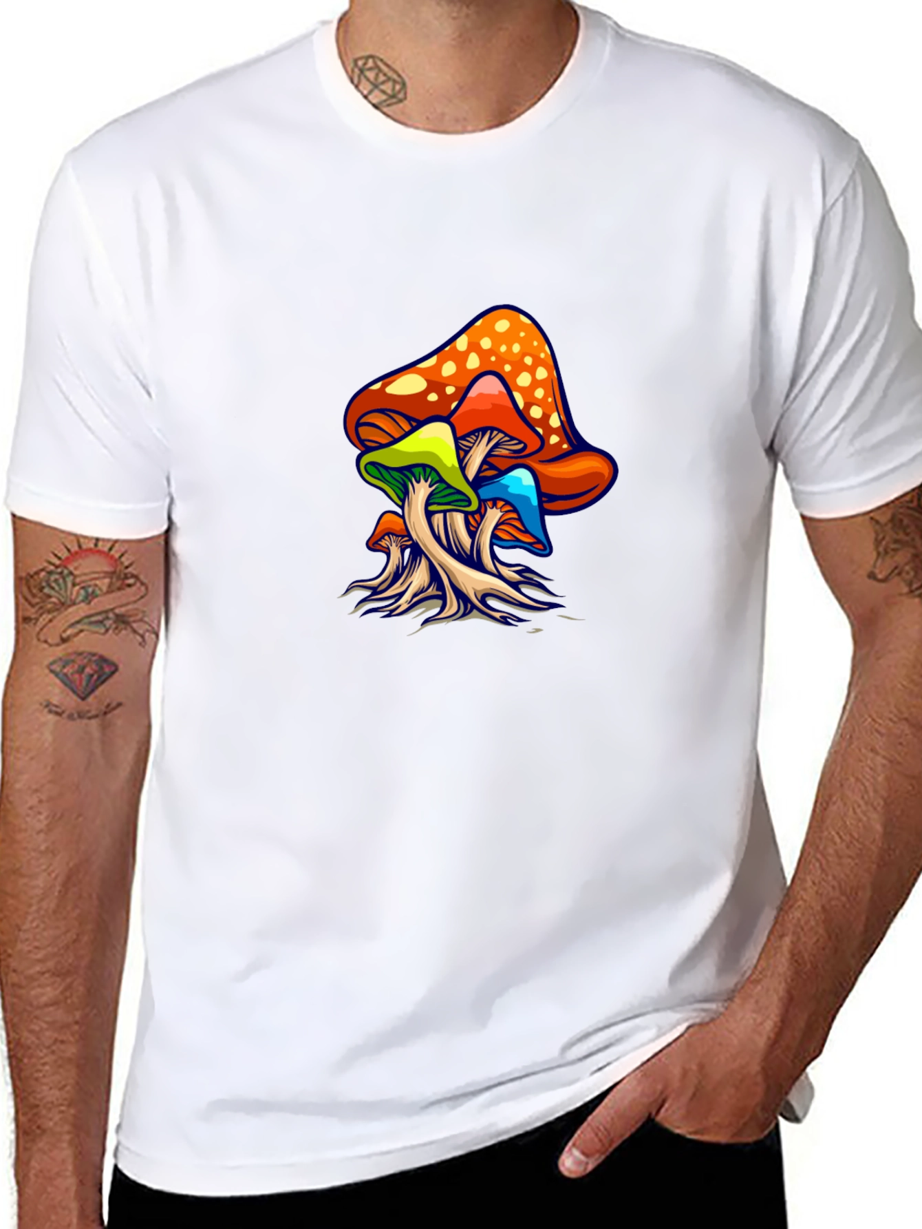 Psychedelic Mushroom Graphic Tee - Black Unisex T-Shirt
