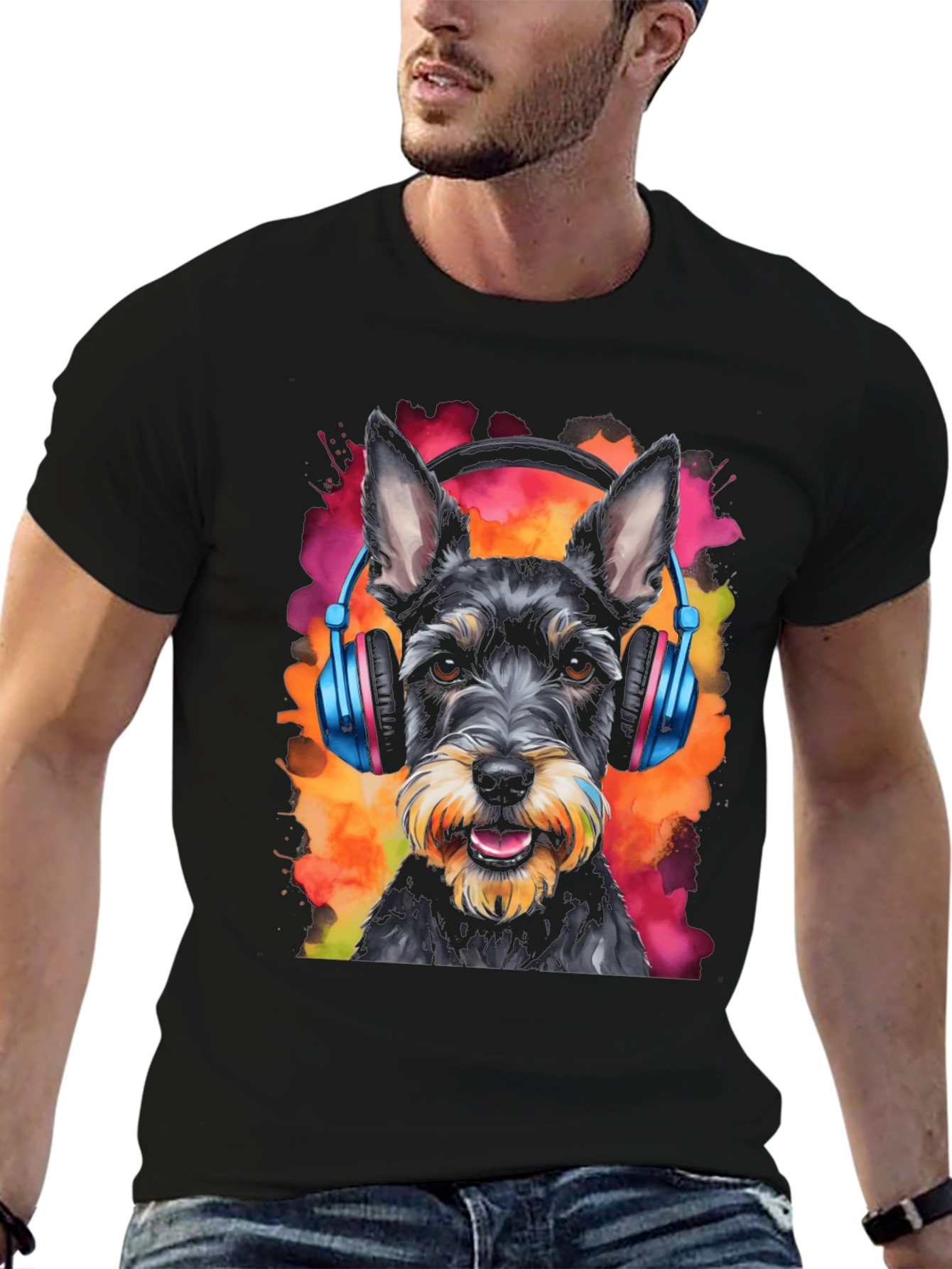 Dog Wearing Headphones Graphic Tee