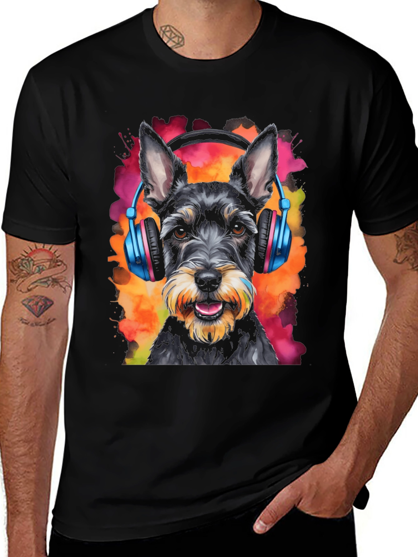 Dog Wearing Headphones Graphic Tee