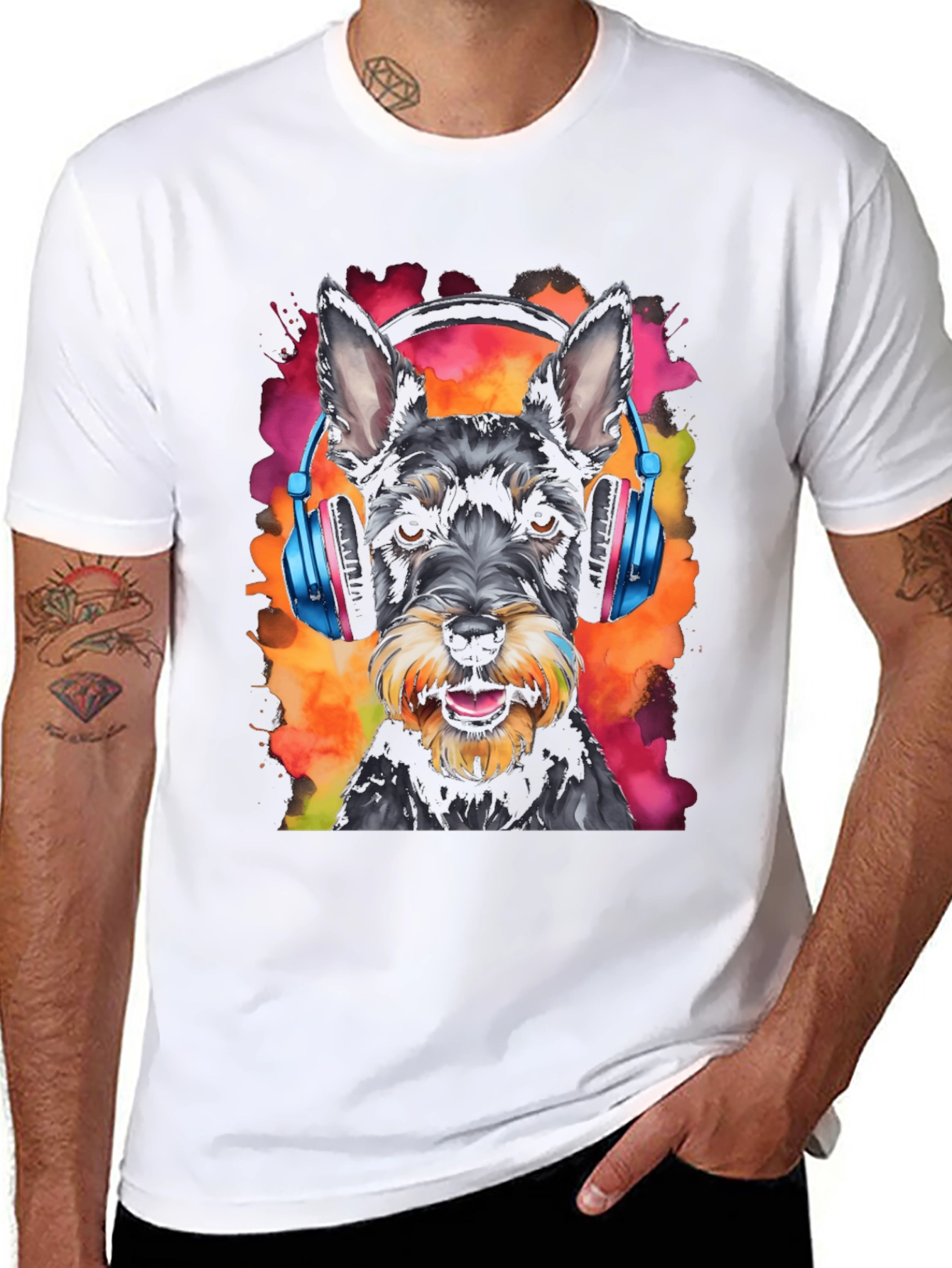 Dog Wearing Headphones Graphic Tee