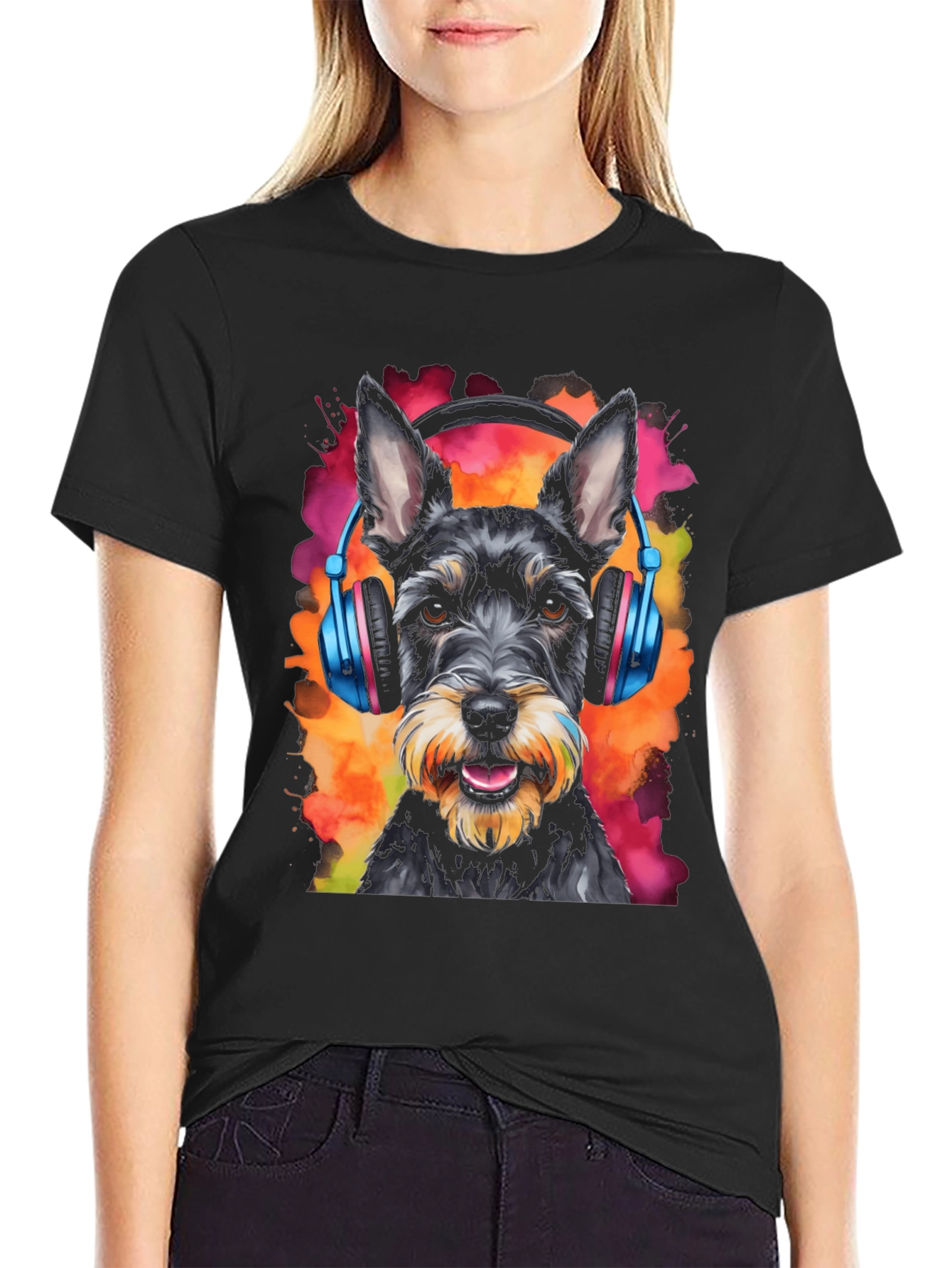 Dog Wearing Headphones Graphic Tee