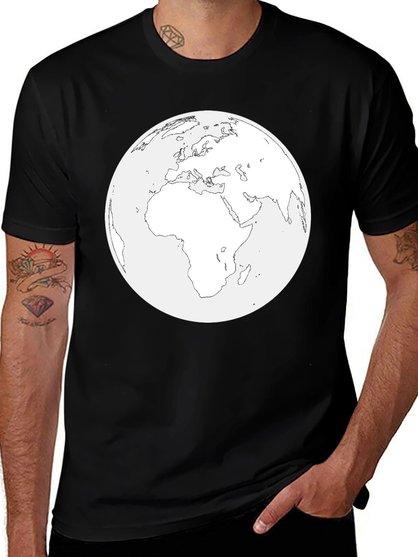 Earth Outline Graphic Tee - Classic Black T-Shirt