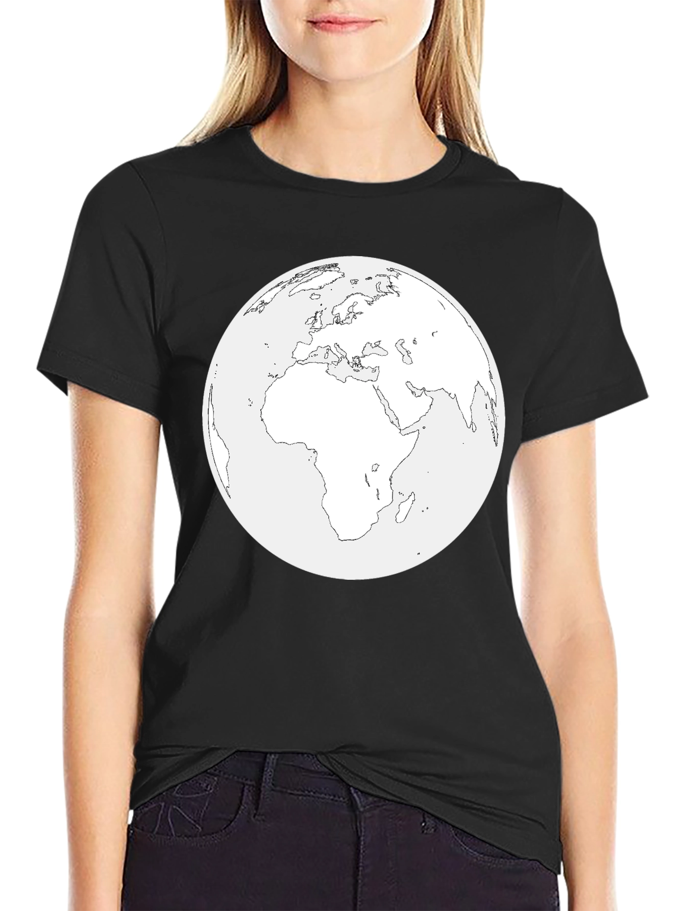 Earth Outline Graphic Tee - Classic Black T-Shirt