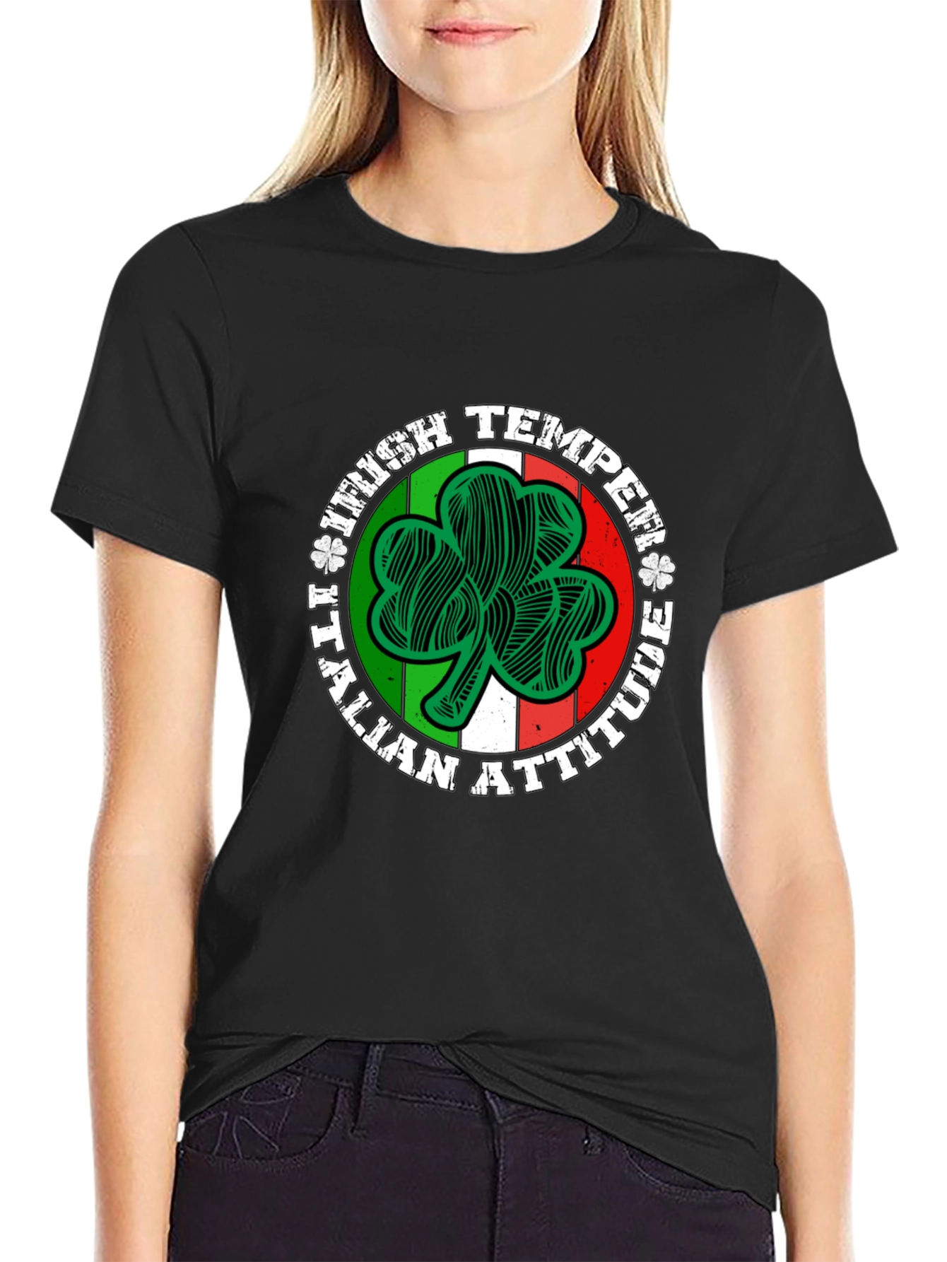Irish Temper Italian Attitude Black T-Shirt