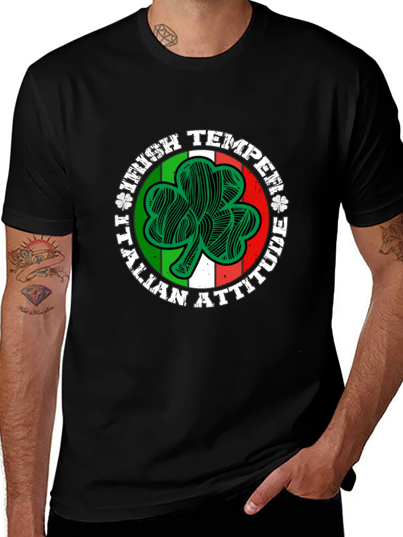 Irish Temper Italian Attitude Black T-Shirt
