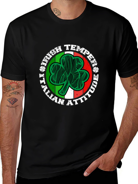 Irish Temper Italian Attitude Black T-Shirt