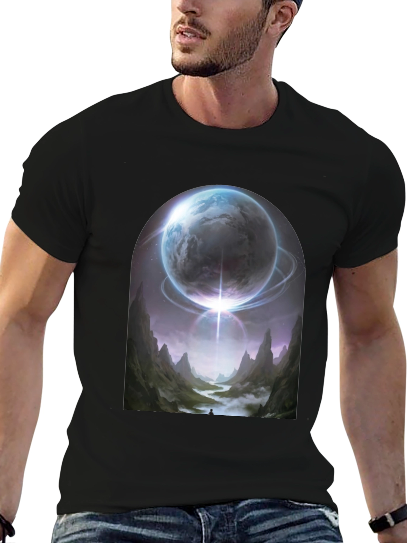 Cosmic Portal Graphic Tee - Black T-Shirt