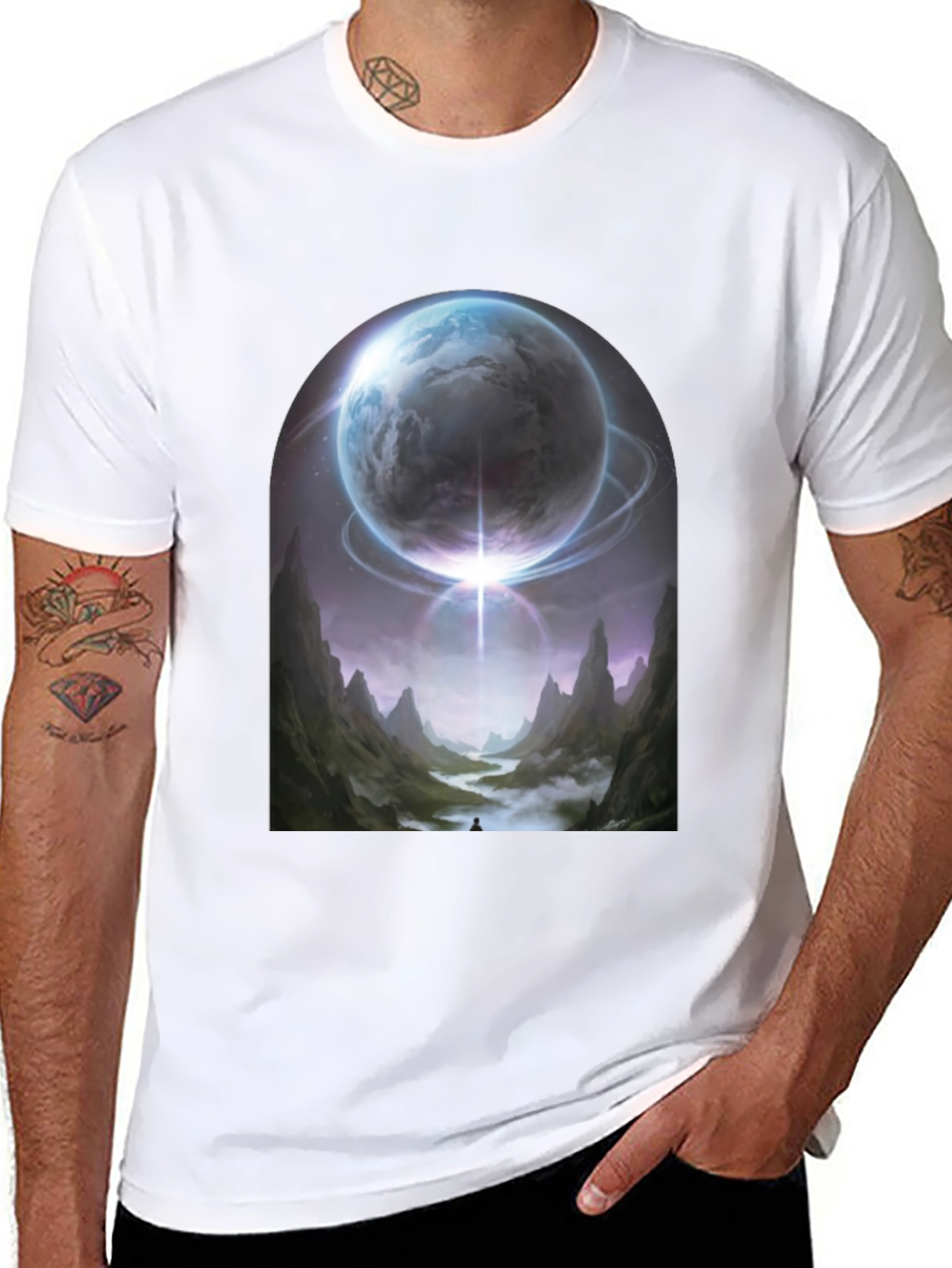Cosmic Portal Graphic Tee - Black T-Shirt