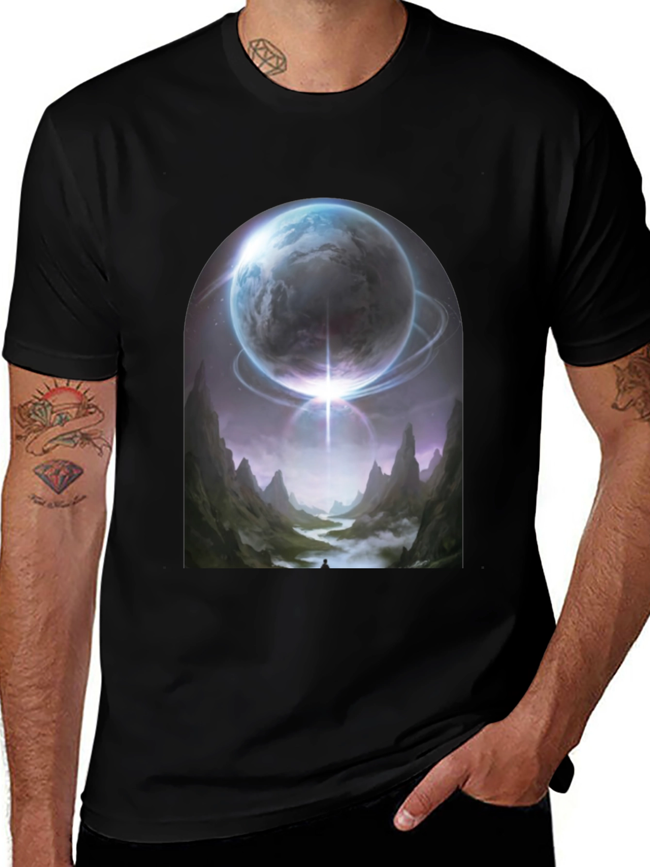 Cosmic Portal Graphic Tee - Black T-Shirt