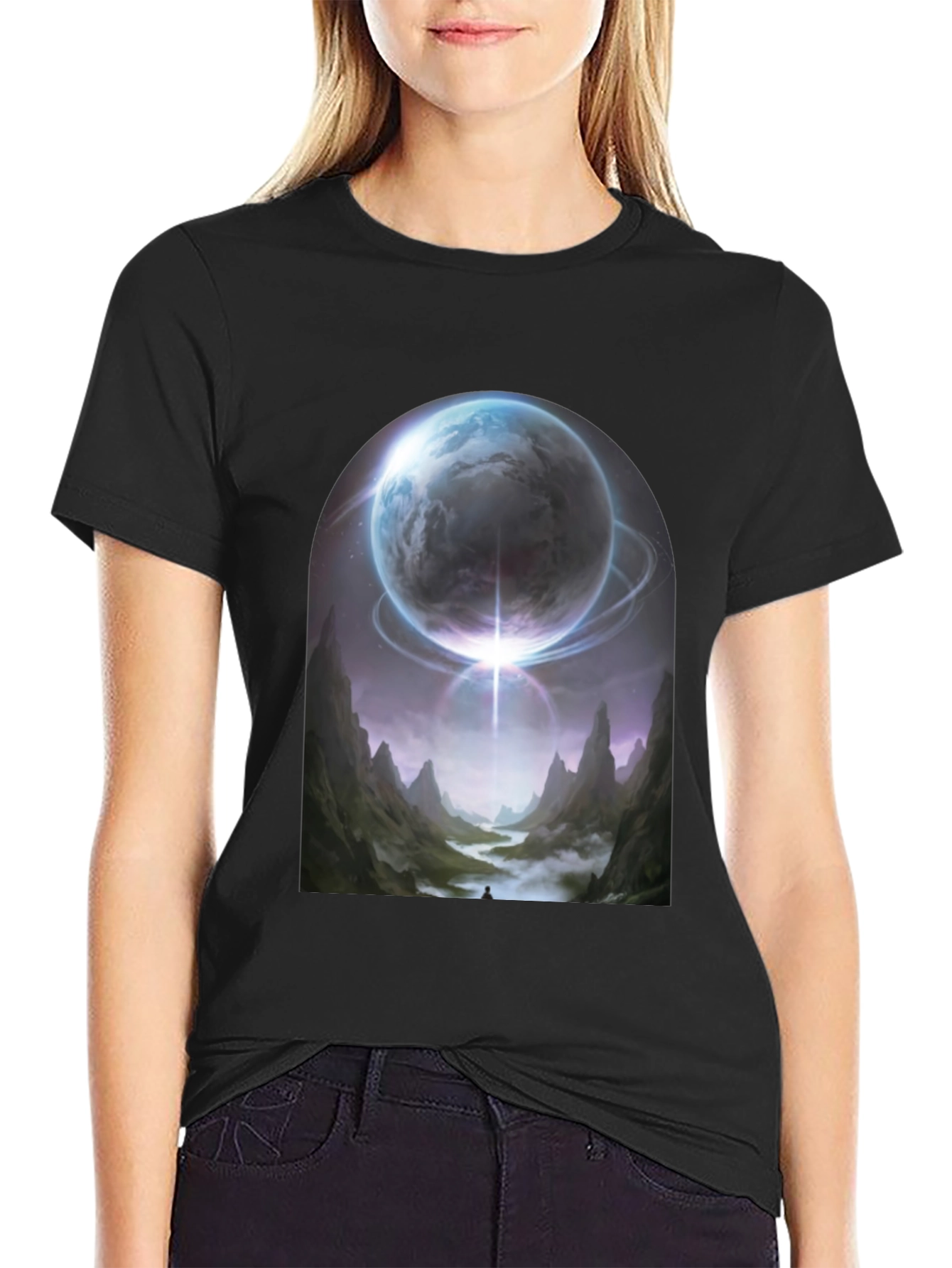 Cosmic Portal Graphic Tee - Black T-Shirt