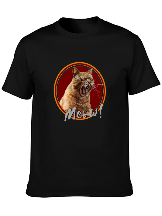 Meow! Cat Graphic Print Black T-Shirt
