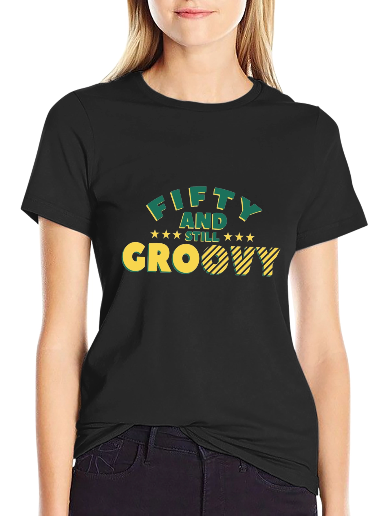 Fifty and Still Groovy Black Graphic Tee