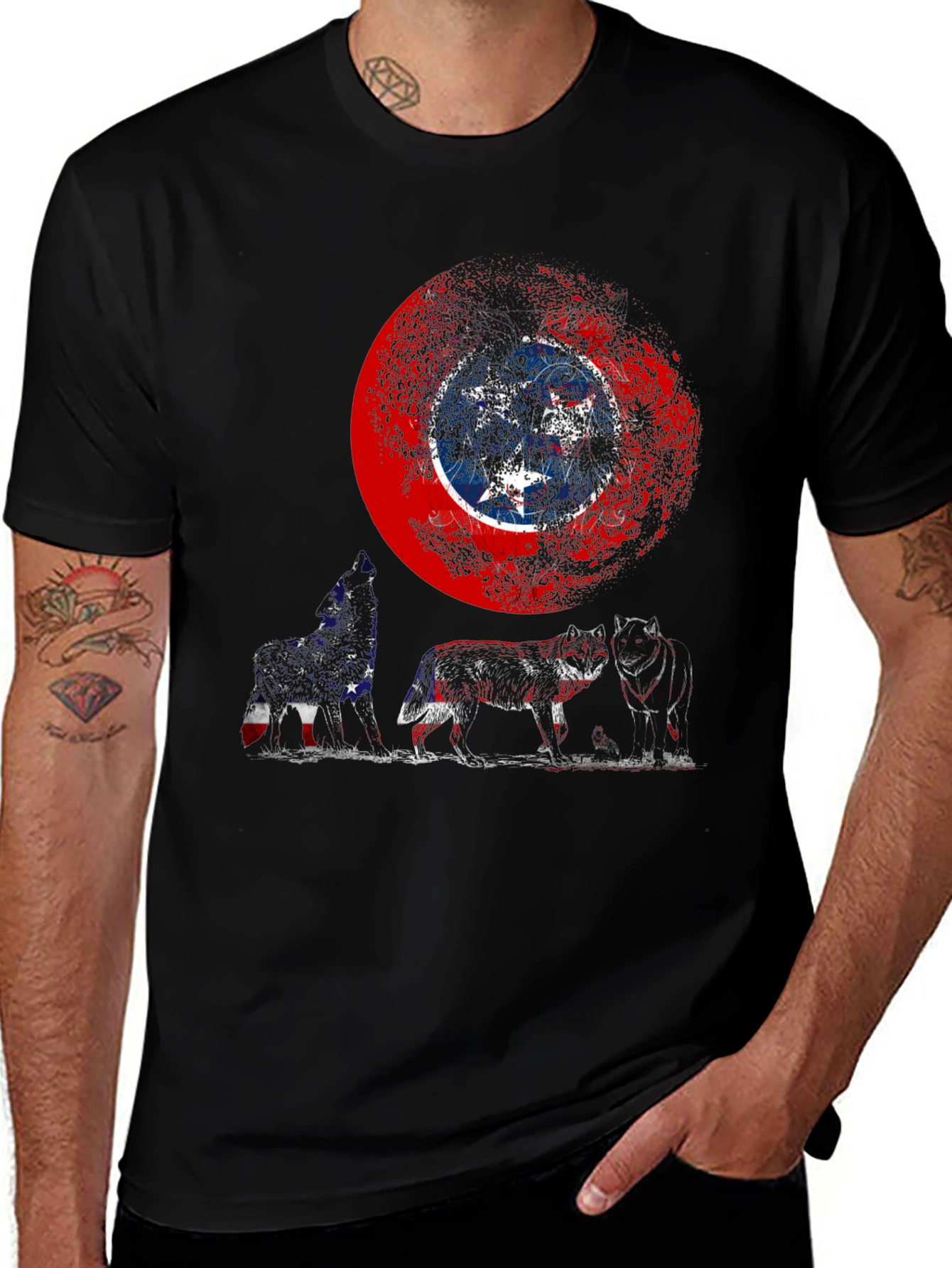 Tennessee Flag Wolf Pack Graphic Tee - Mens
