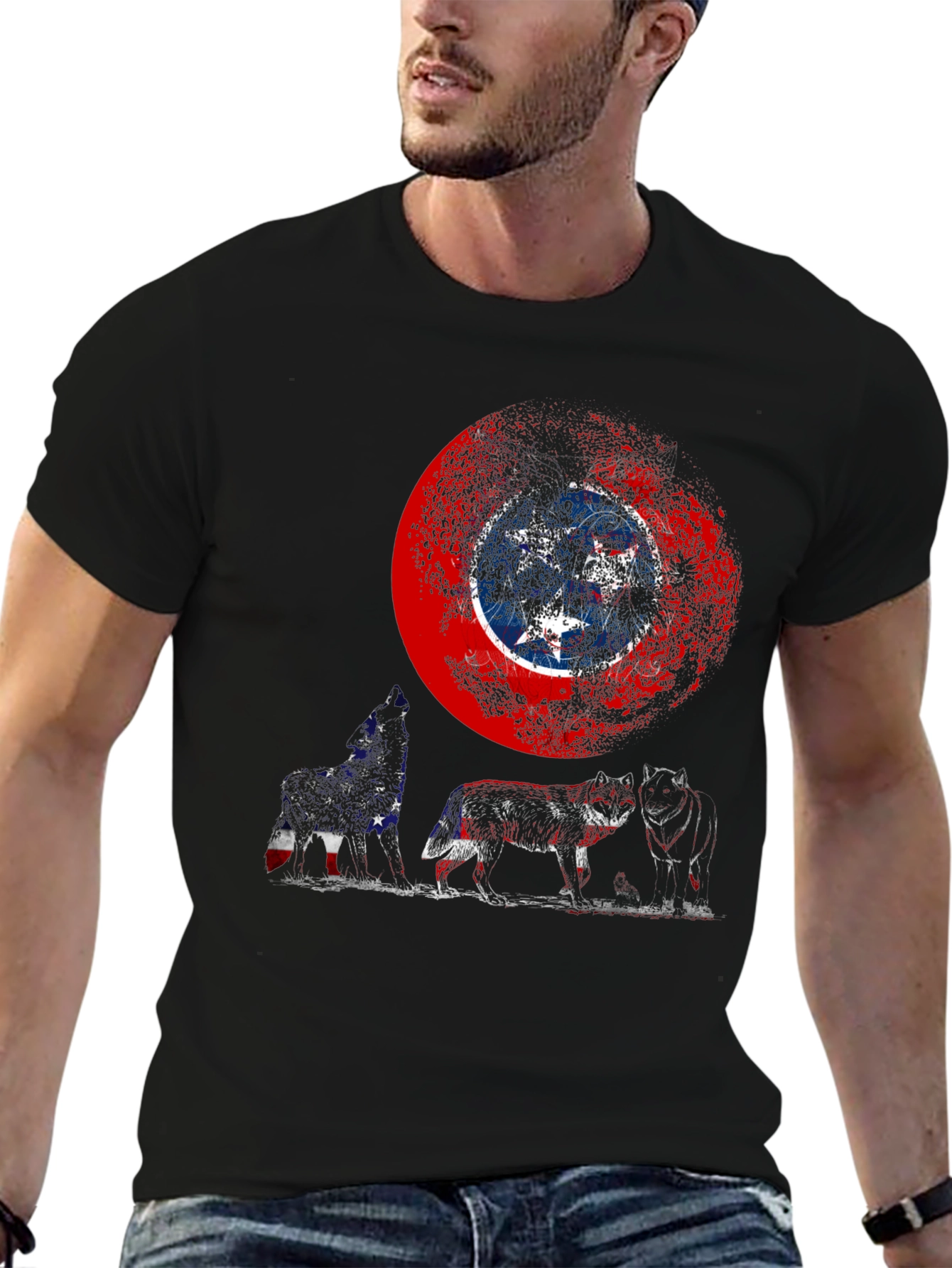 Tennessee Flag Wolf Pack Graphic Tee - Mens