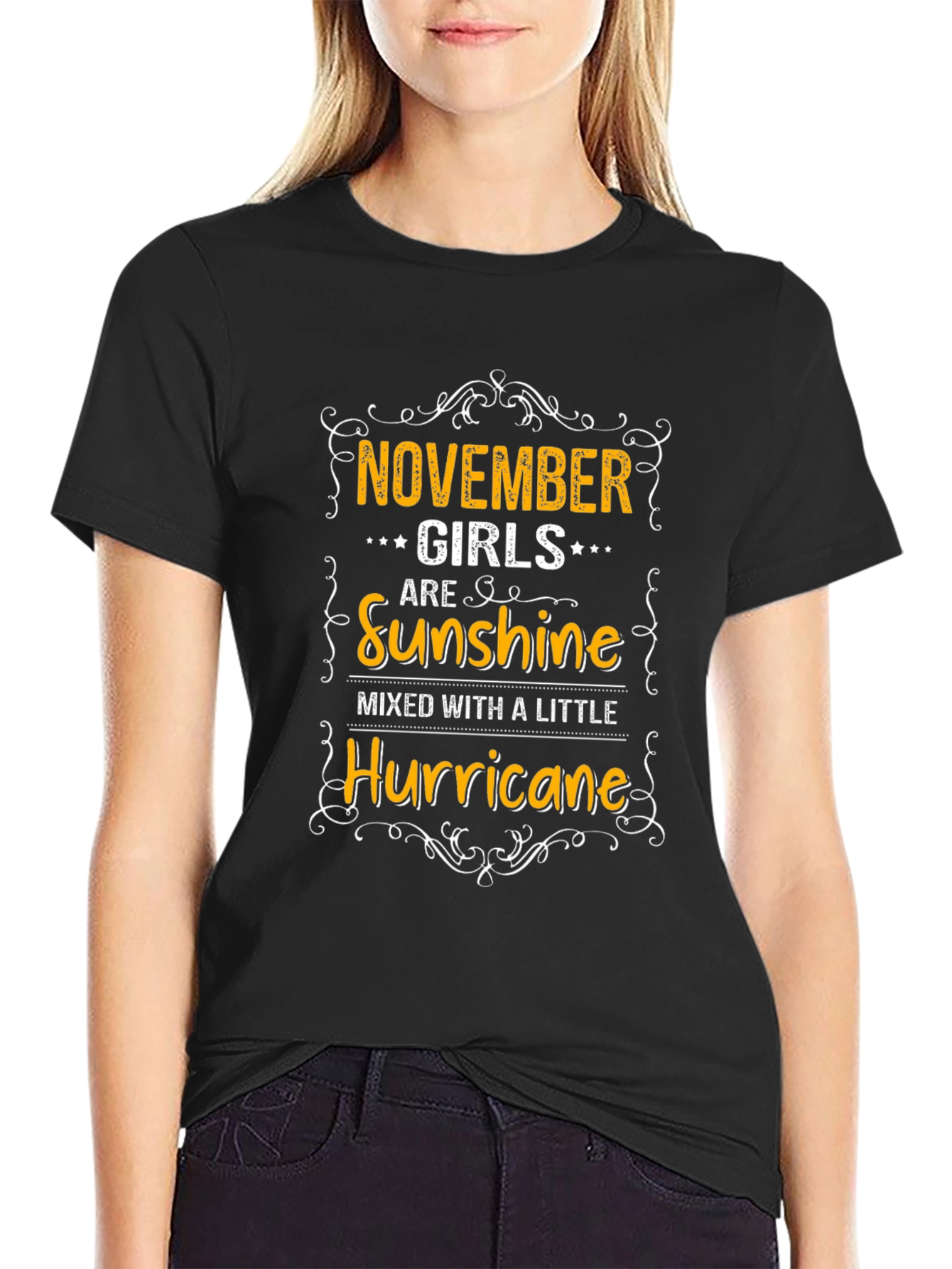 November Girls Sunshine and Hurricane Black T-Shirt