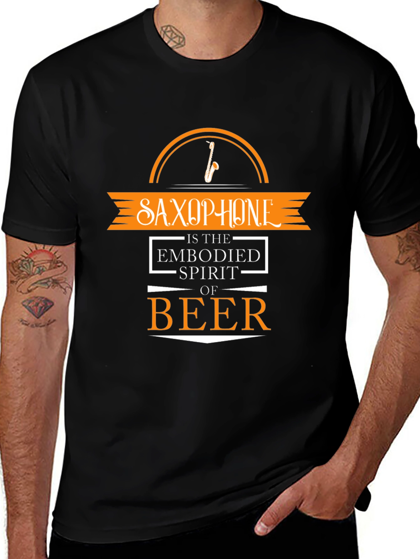 Saxophone & Beer T-Shirt: Embodied Spirit of Fun!