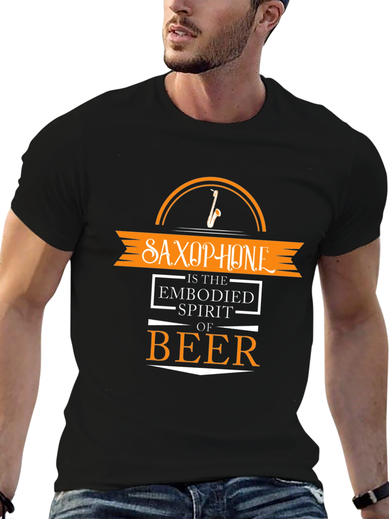 Saxophone & Beer T-Shirt: Embodied Spirit of Fun!