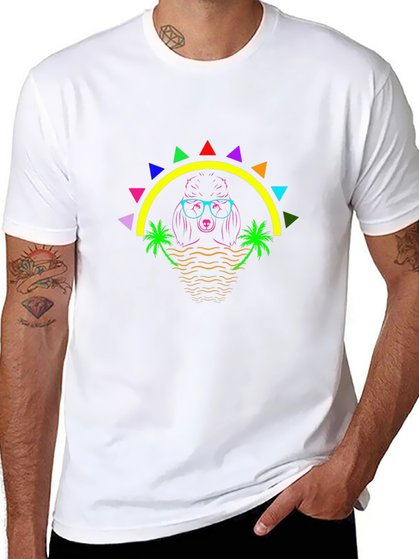 Neon Poodle Graphic Tee - Retro Summer Vibes