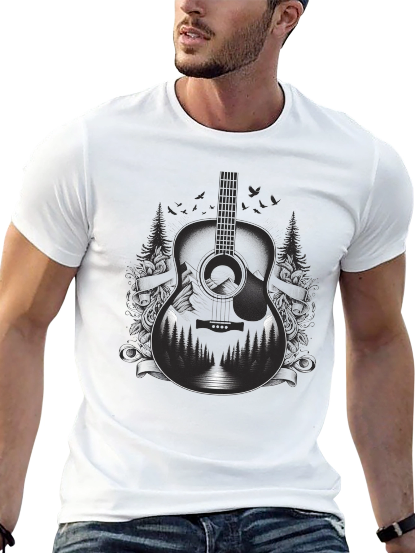 Guitar Landscape Graphic Tee - Music Lovers Shirt