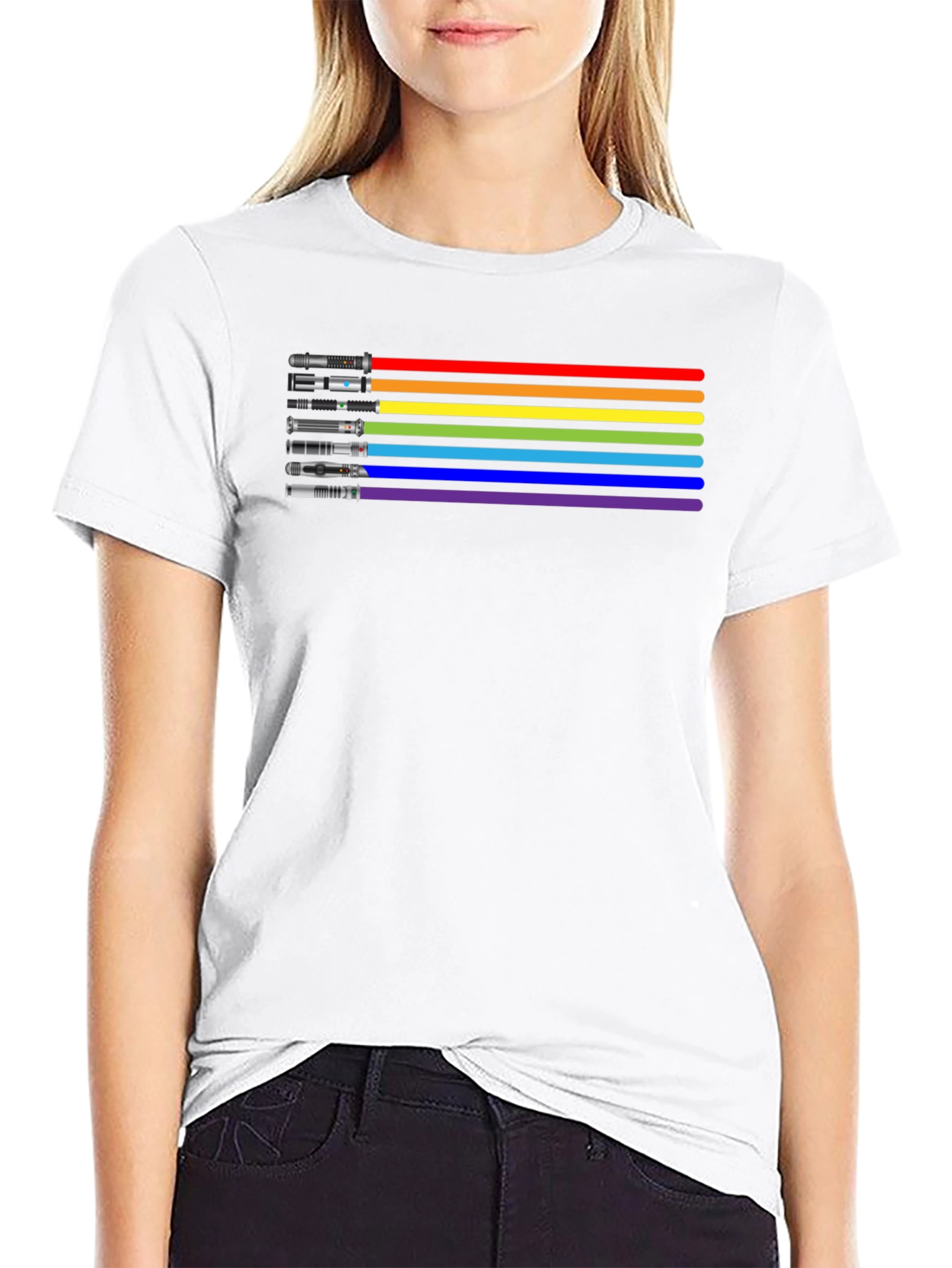 Rainbow Lightsaber Graphic Tee - Black
