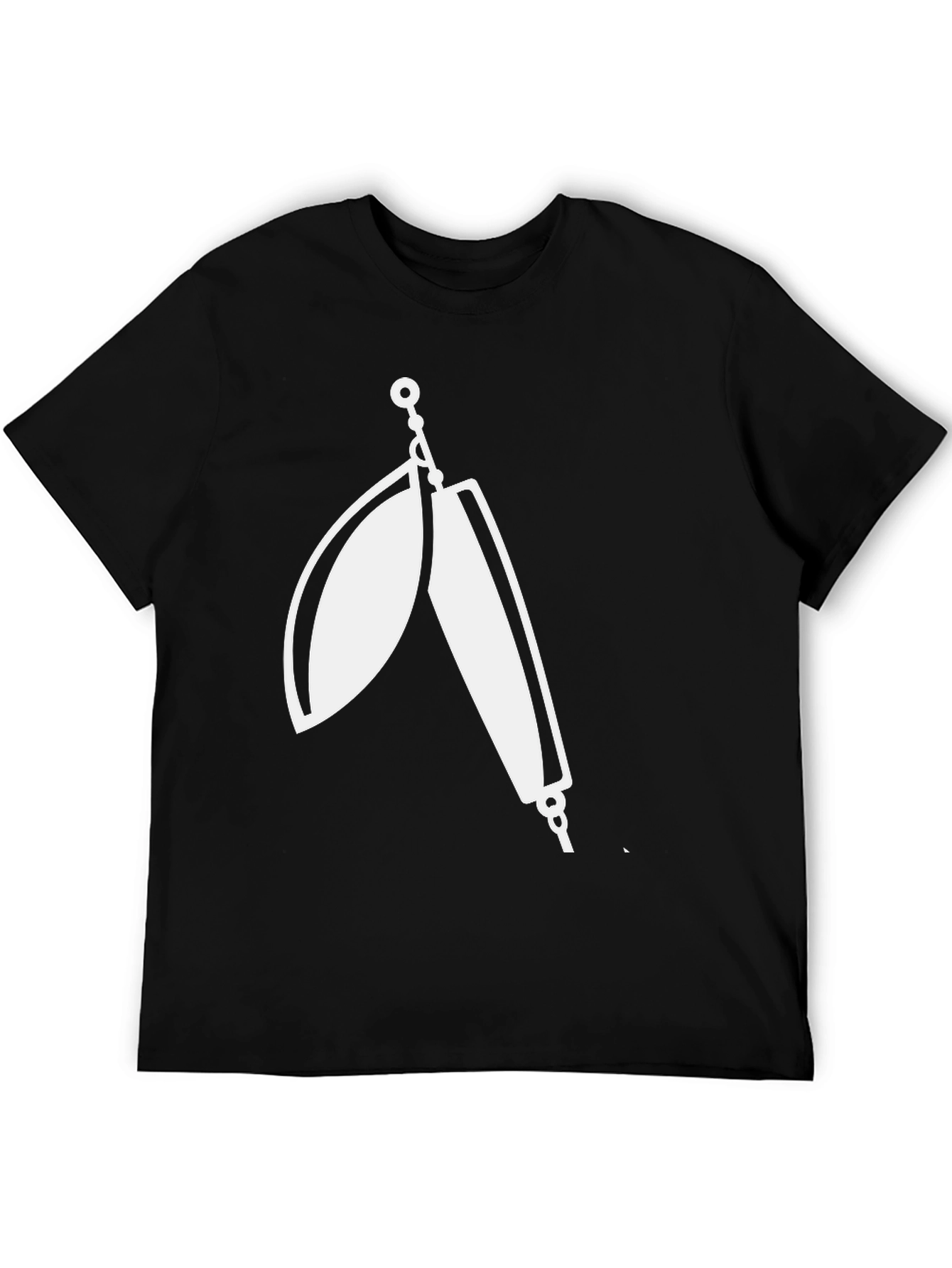 Mens Black T-Shirt with Fishing Lure Graphic