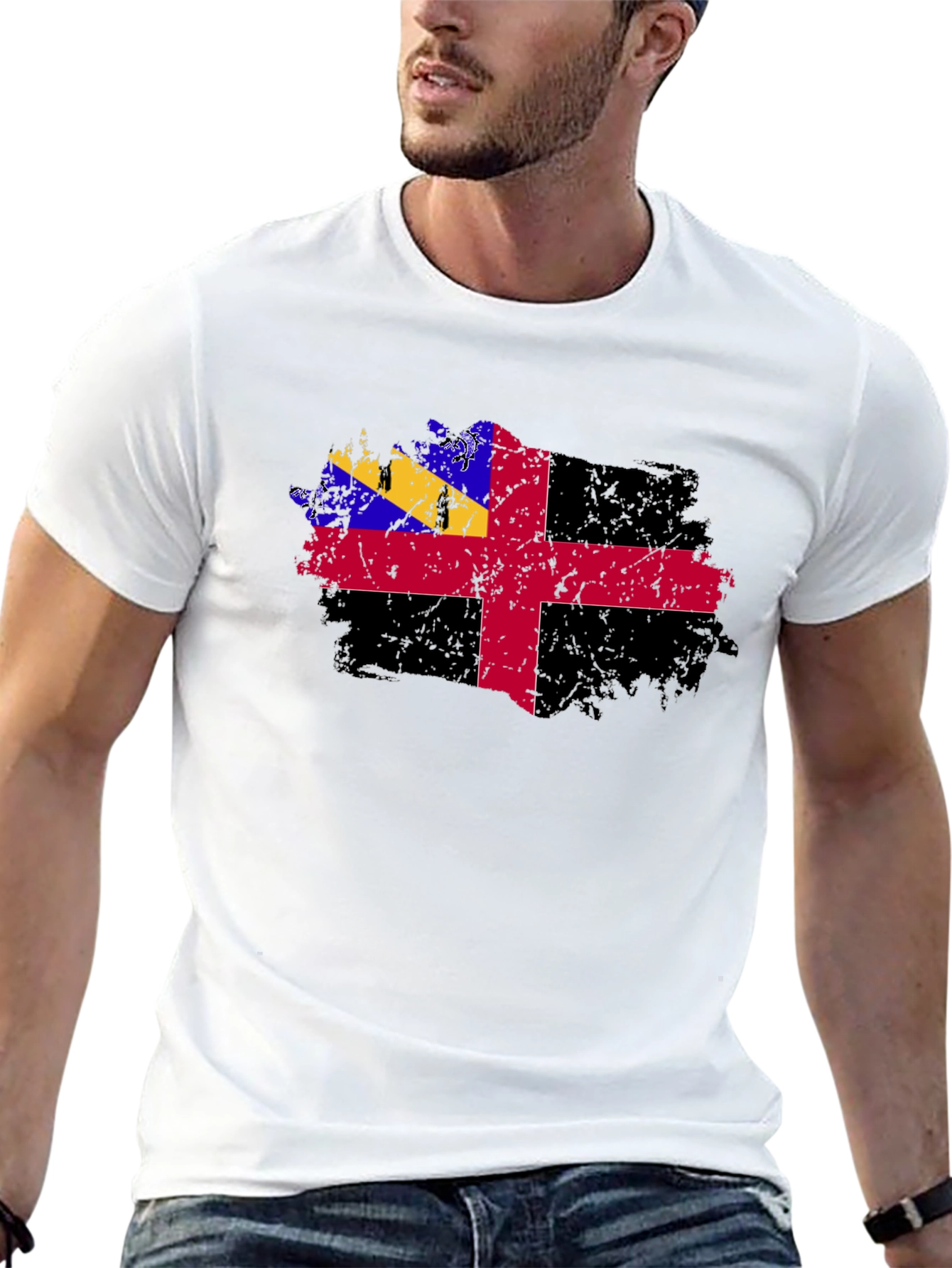 Grunge Herm Flag T-Shirt - Mens Graphic Tee