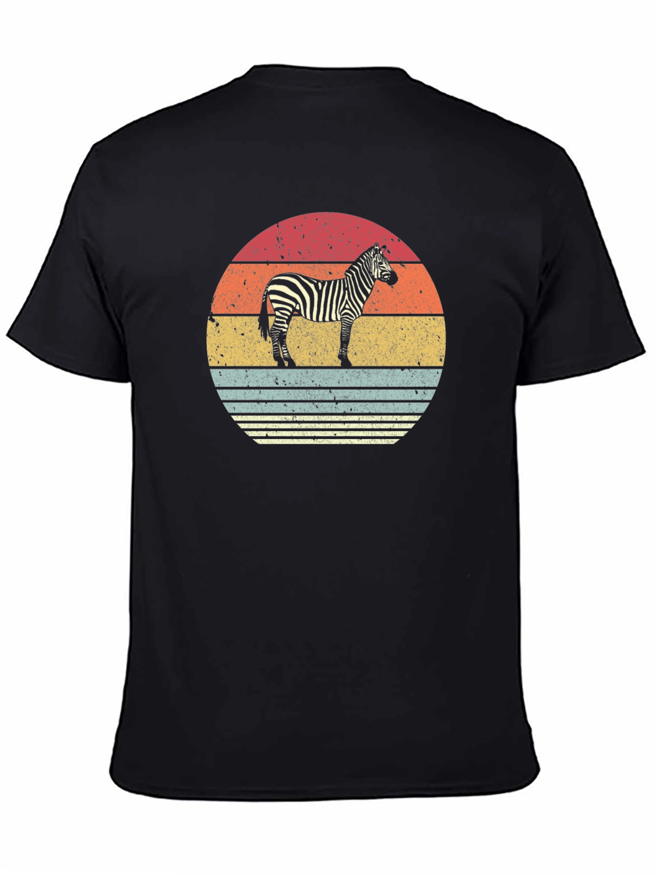 Retro Zebra Sunset Graphic Tee - Black