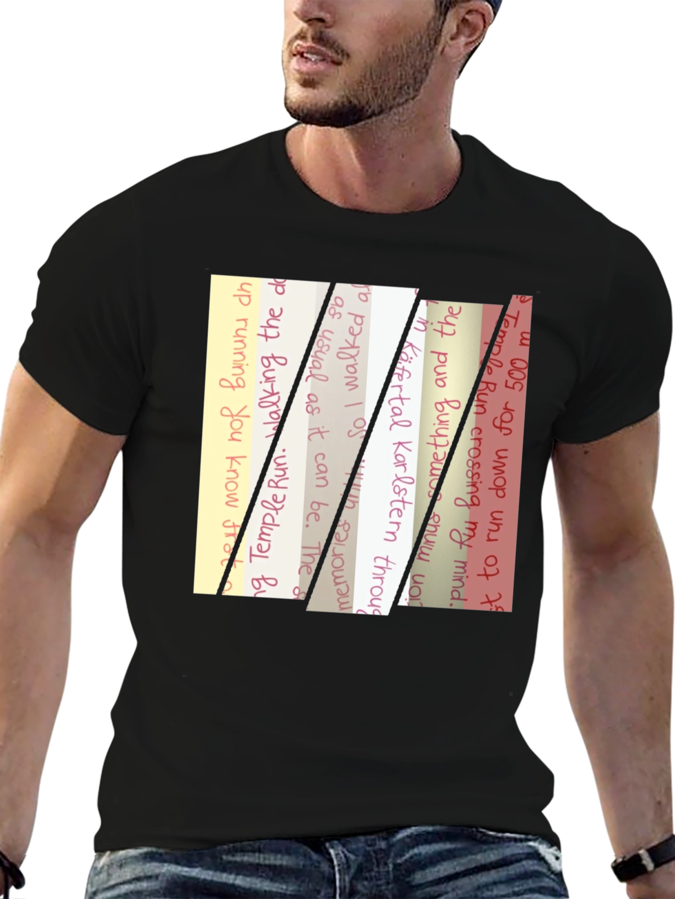 Text Stripe Print T-Shirt