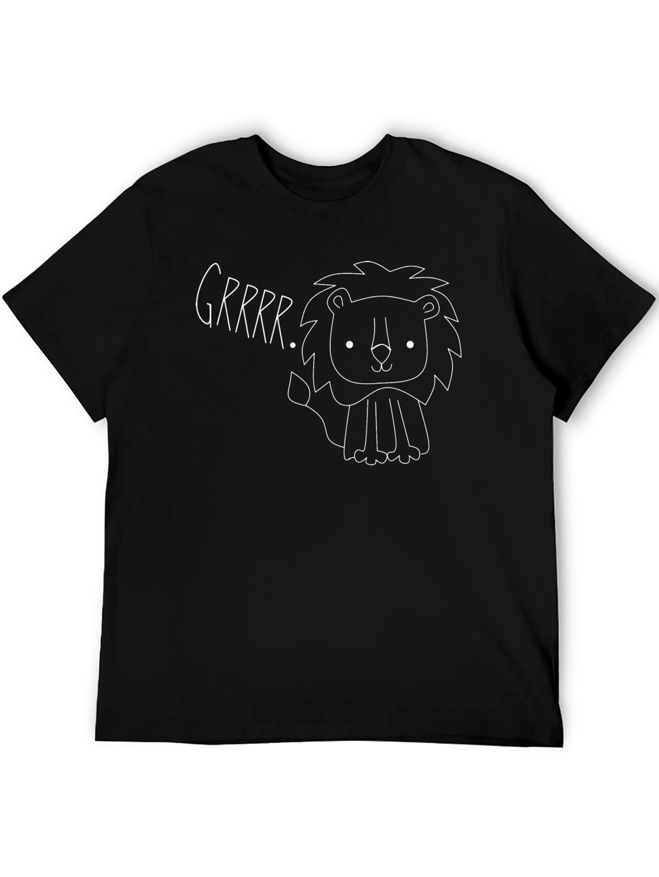 Grrr! Lion Graphic Tee - Cute Black T-Shirt