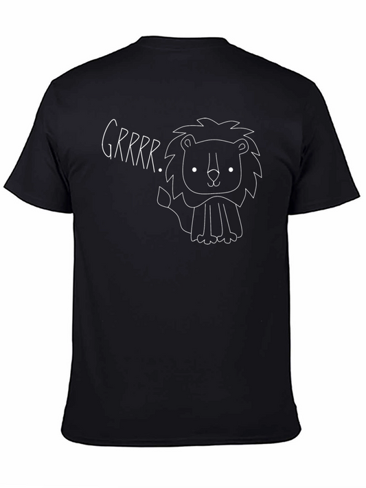 Grrr! Lion Graphic Tee - Cute Black T-Shirt