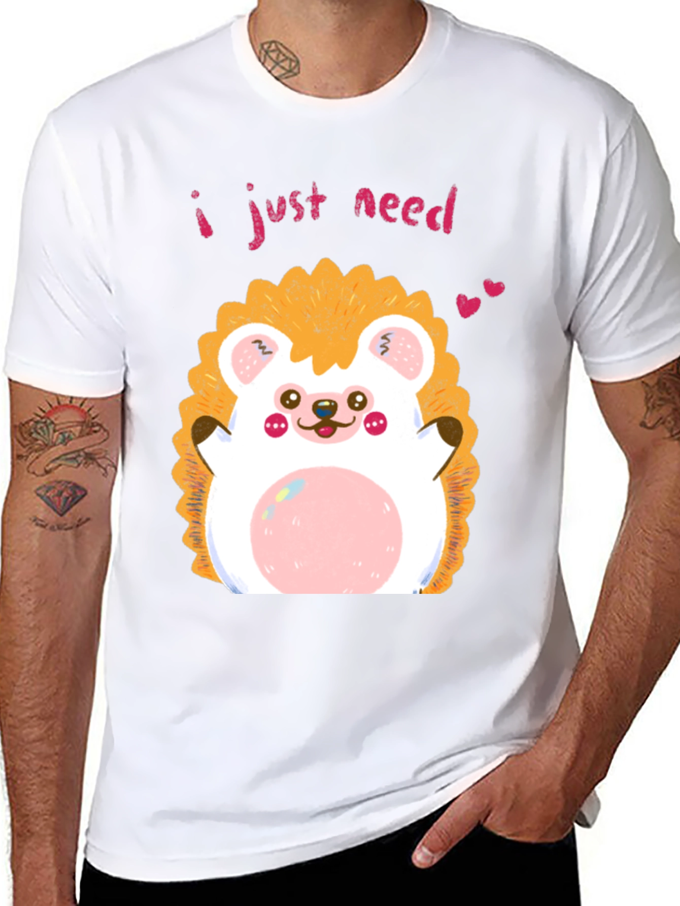 Cute Hedgehog Graphic T-Shirt - I Just Need Love!