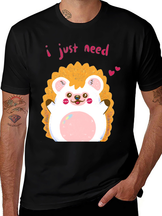 Cute Hedgehog Graphic T-Shirt - I Just Need Love!