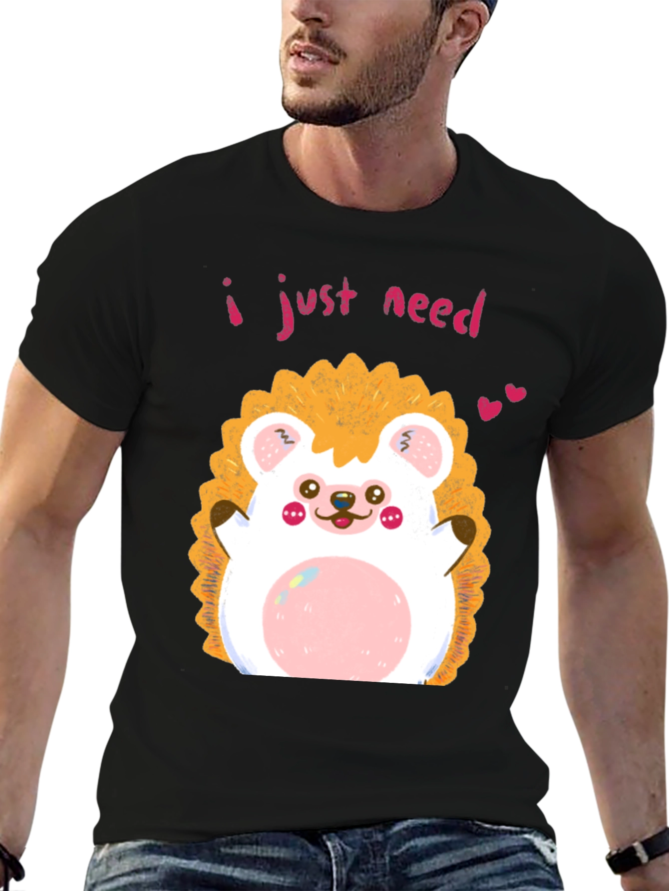 Cute Hedgehog Graphic T-Shirt - I Just Need Love!