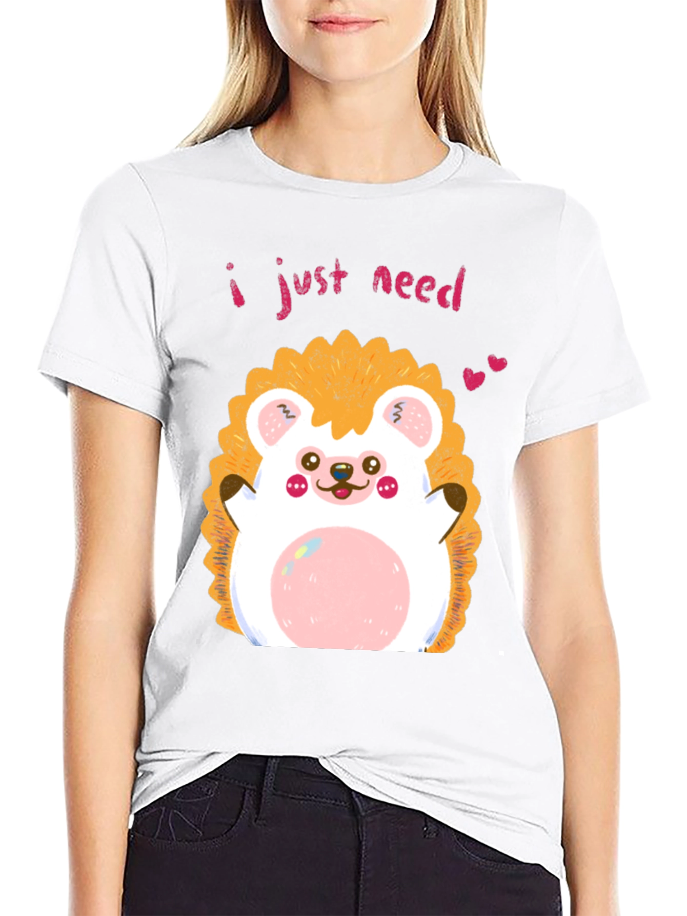 Cute Hedgehog Graphic T-Shirt - I Just Need Love!