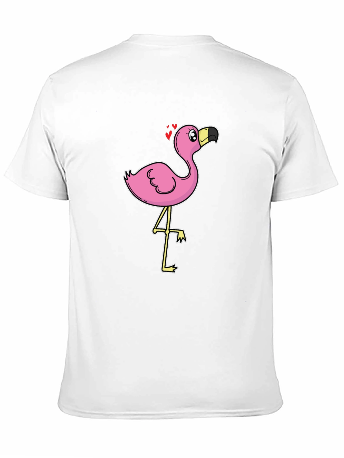 Black T-Shirt with Cartoon Flamingo Design