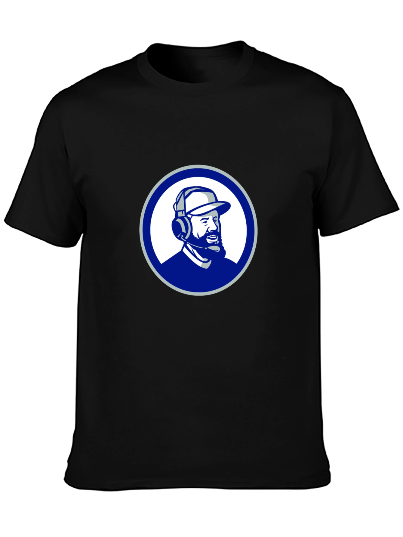 Black T-Shirt with Round Graphic Design