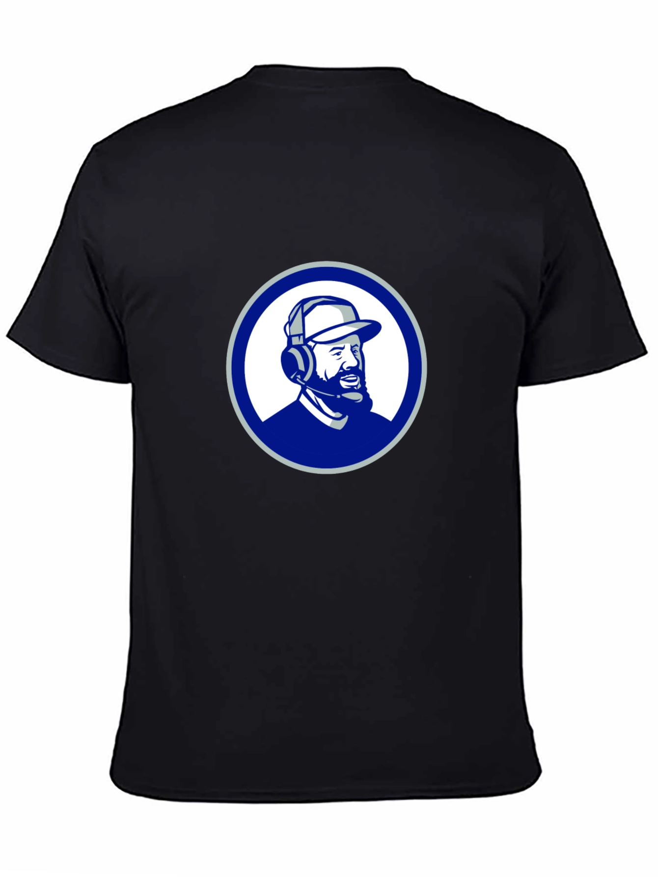 Black T-Shirt with Round Graphic Design