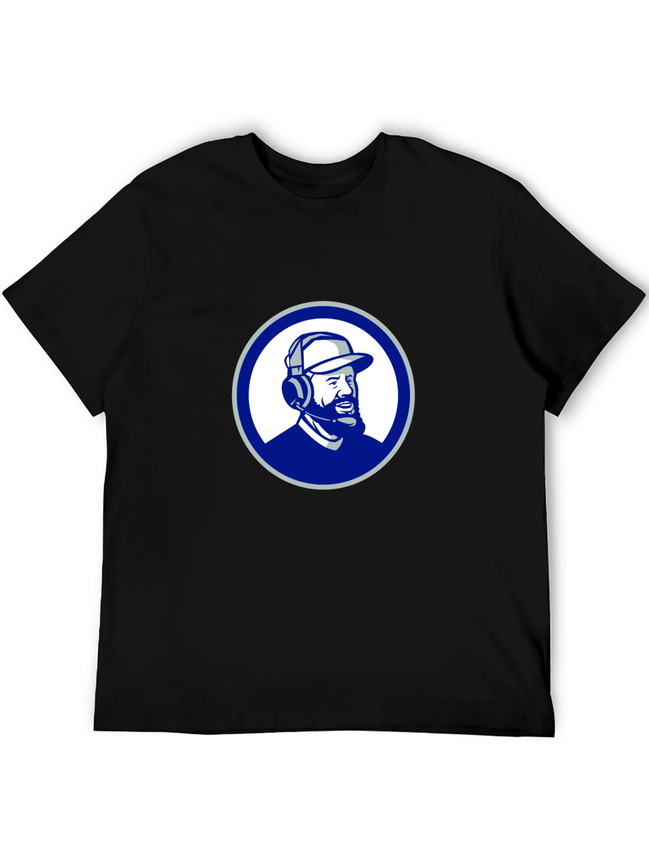 Black T-Shirt with Round Graphic Design