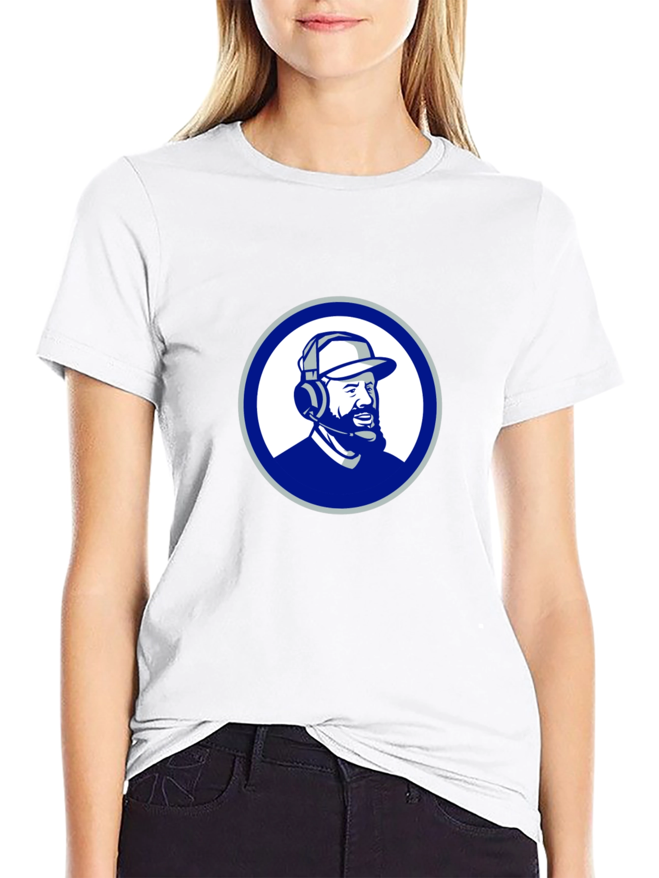 Black T-Shirt with Round Graphic Design