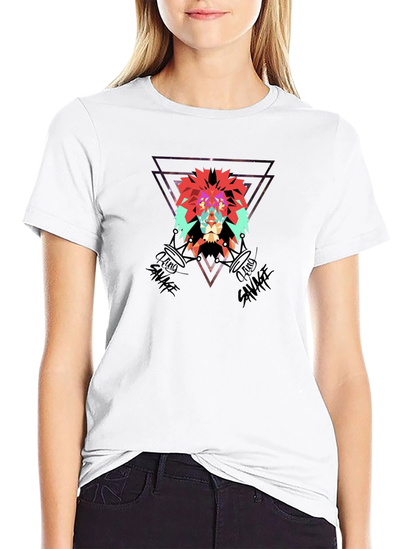 Lion Savage Graphic Tee - Black Cotton Blend Shirt