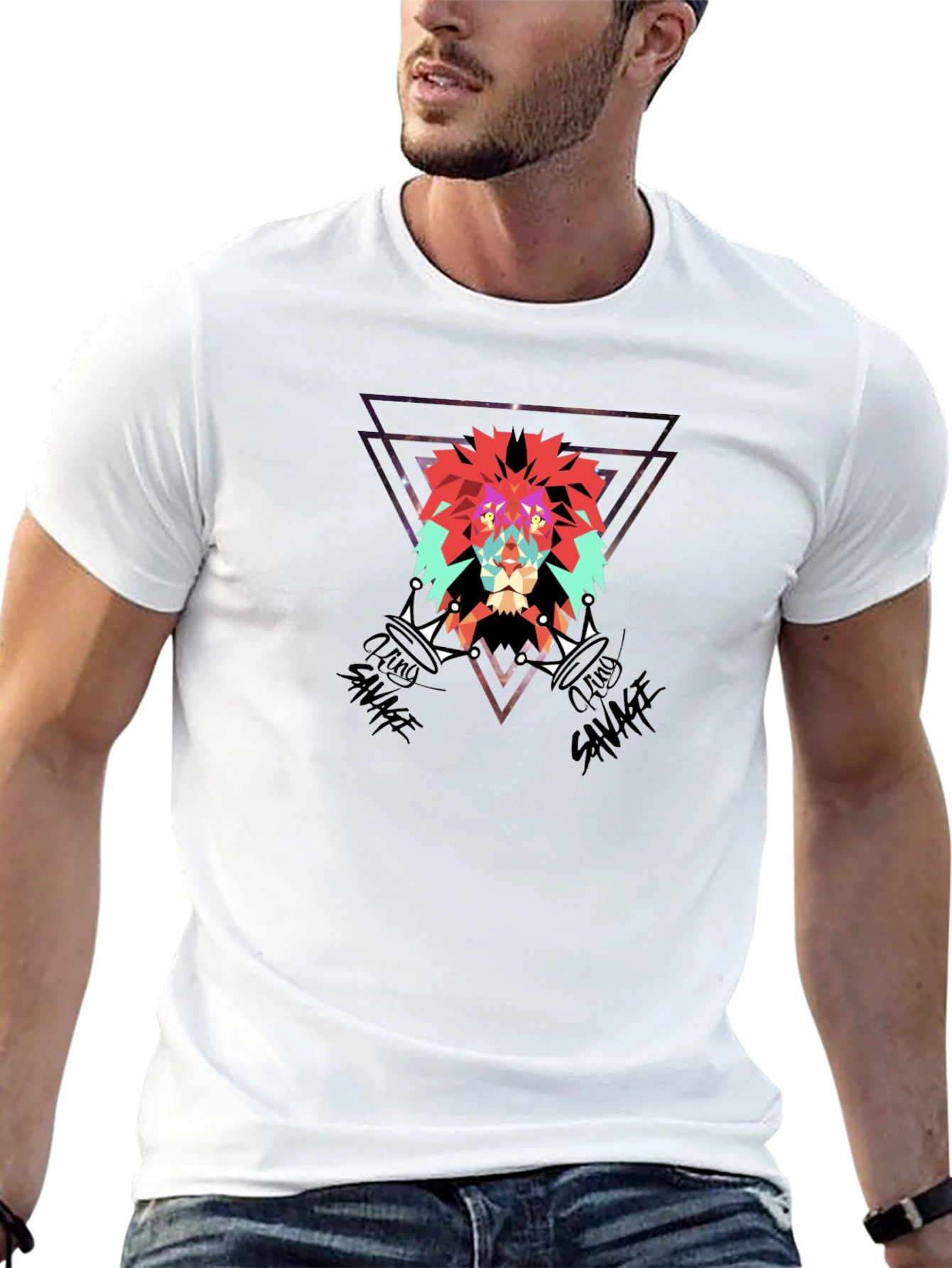 Lion Savage Graphic Tee - Black Cotton Blend Shirt