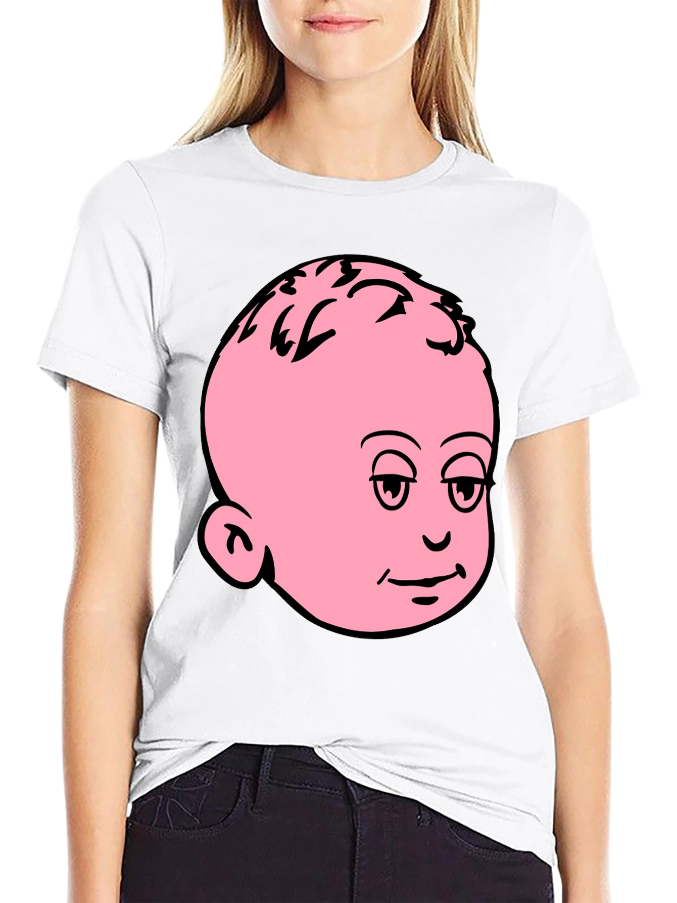 Funny Baby Face Graphic Tee - Black Cotton T-Shirt