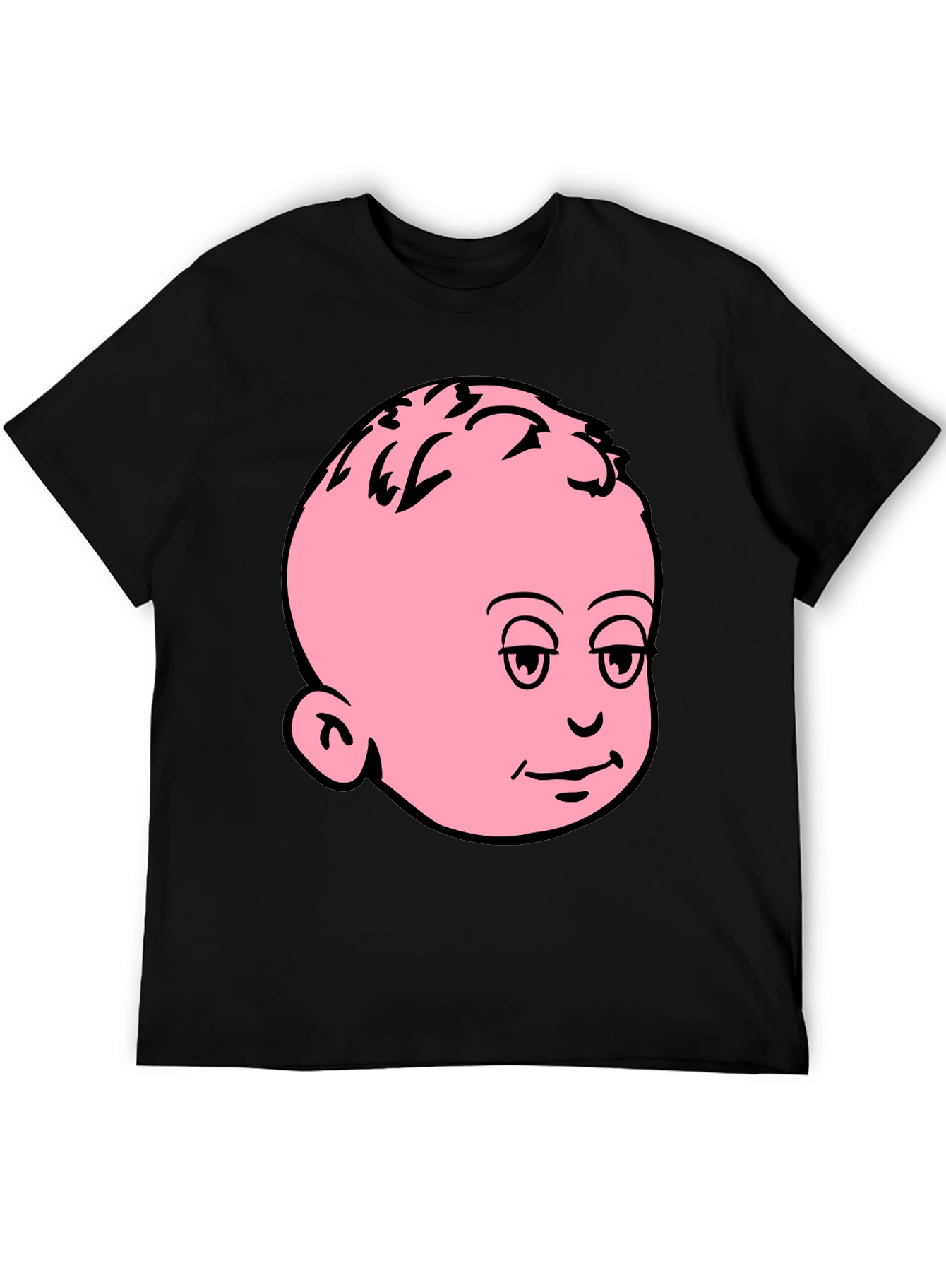 Funny Baby Face Graphic Tee - Black Cotton T-Shirt