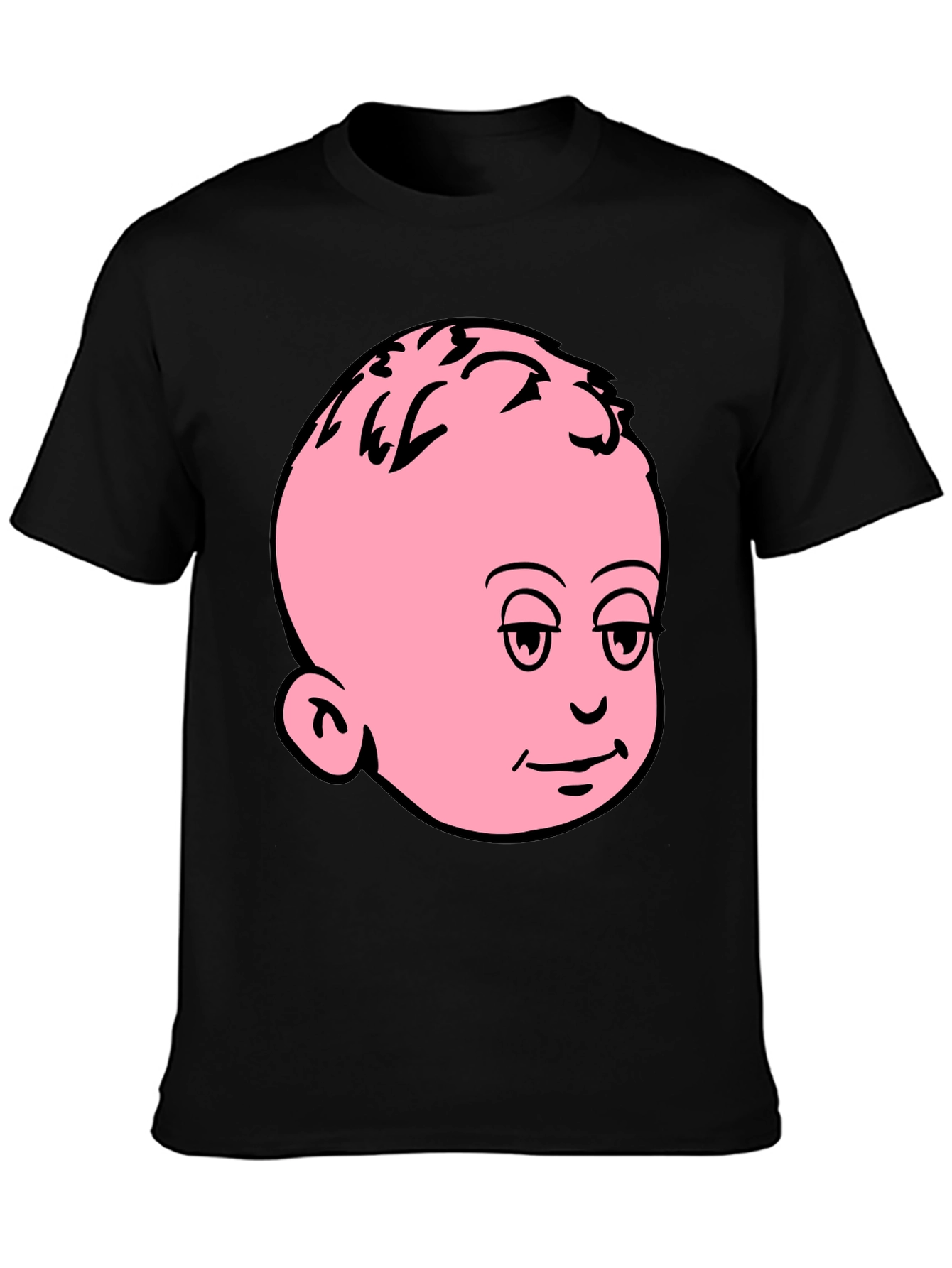 Funny Baby Face Graphic Tee - Black Cotton T-Shirt