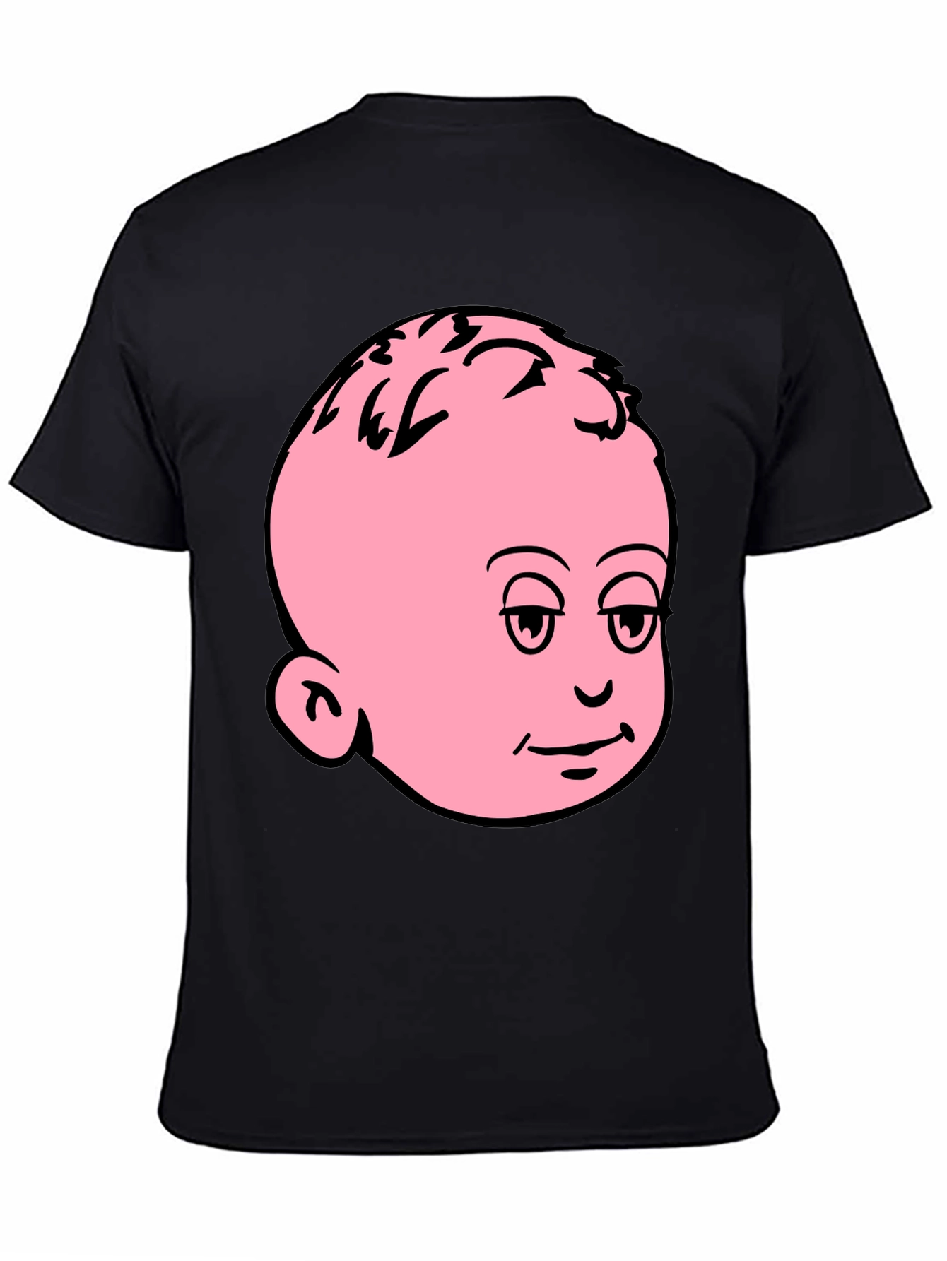 Funny Baby Face Graphic Tee - Black Cotton T-Shirt