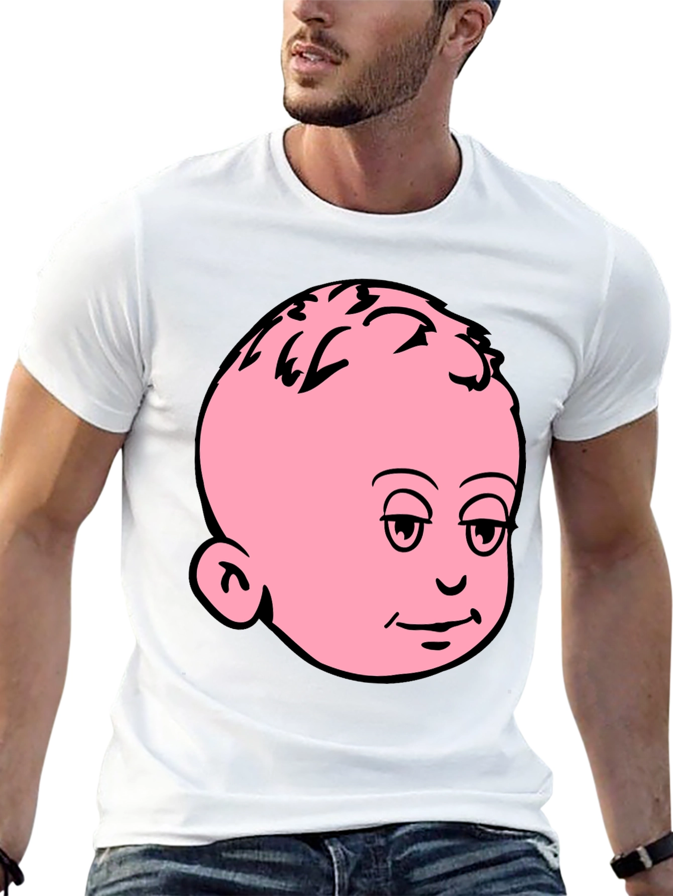 Funny Baby Face Graphic Tee - Black Cotton T-Shirt
